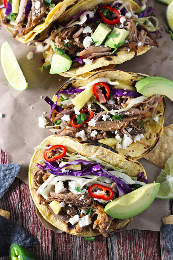 Pork Carnitas Tacos with Spicy Pineapple Slaw | Modern Farmhouse Eats