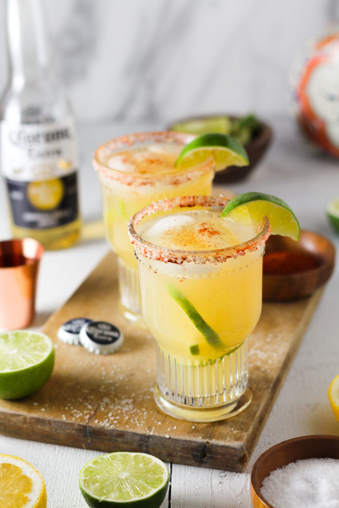 Lemon Lime Beergaritas with Chili-Lime Salt | Modern Farmhouse Eats