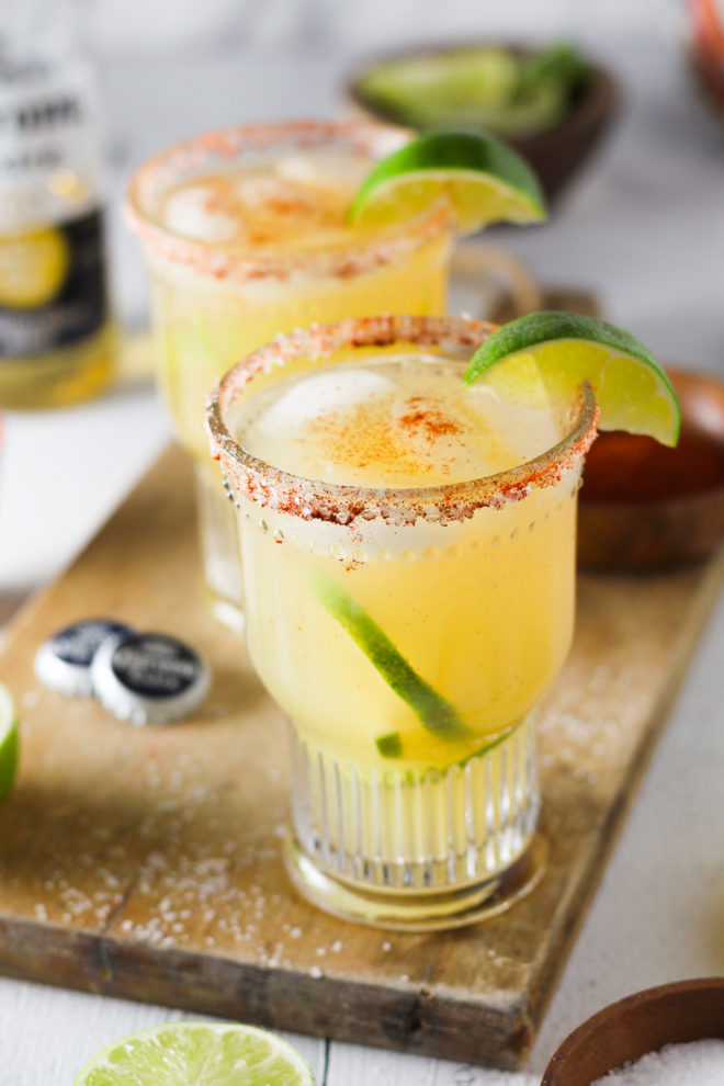 Lemon Lime Beergaritas with Chili-Lime Salt | Modern Farmhouse Eats