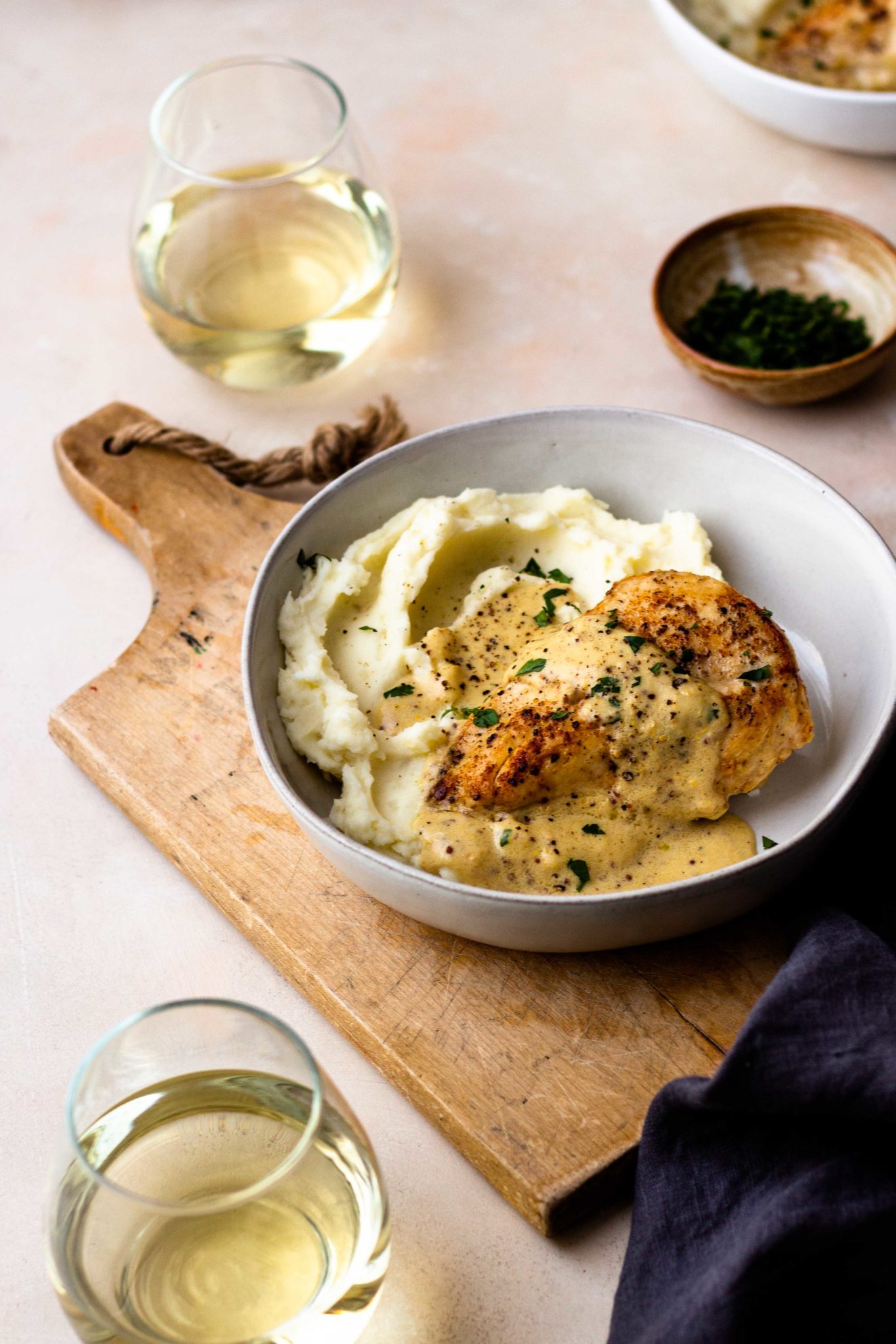 Chicken with Creamy Dijon Sauce and Mashed Potatoes - Modern Farmhouse Eats