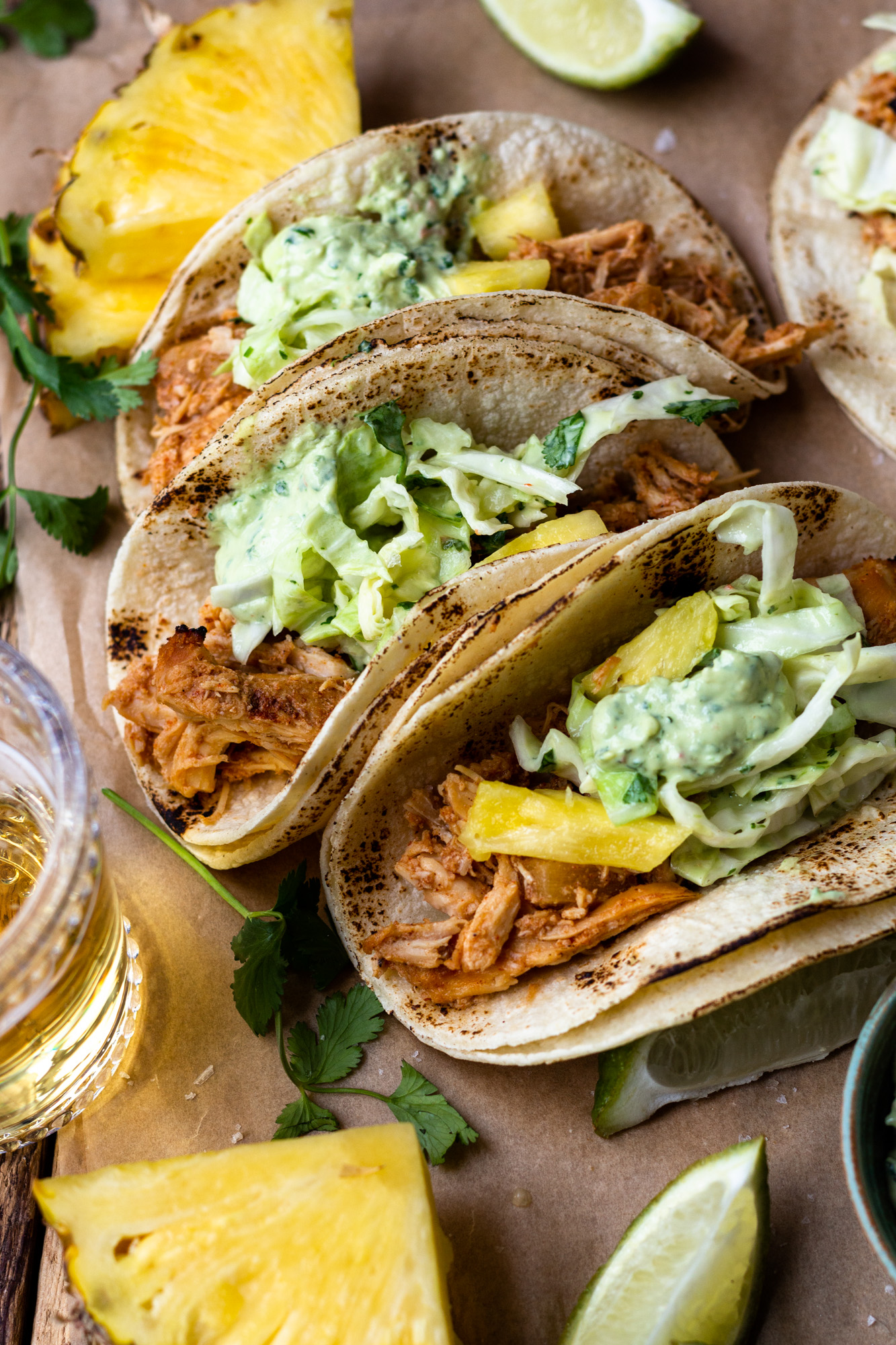 Slow Cooker Hawaiian Beer Braised Chicken Tacos - Modern Farmhouse Eats