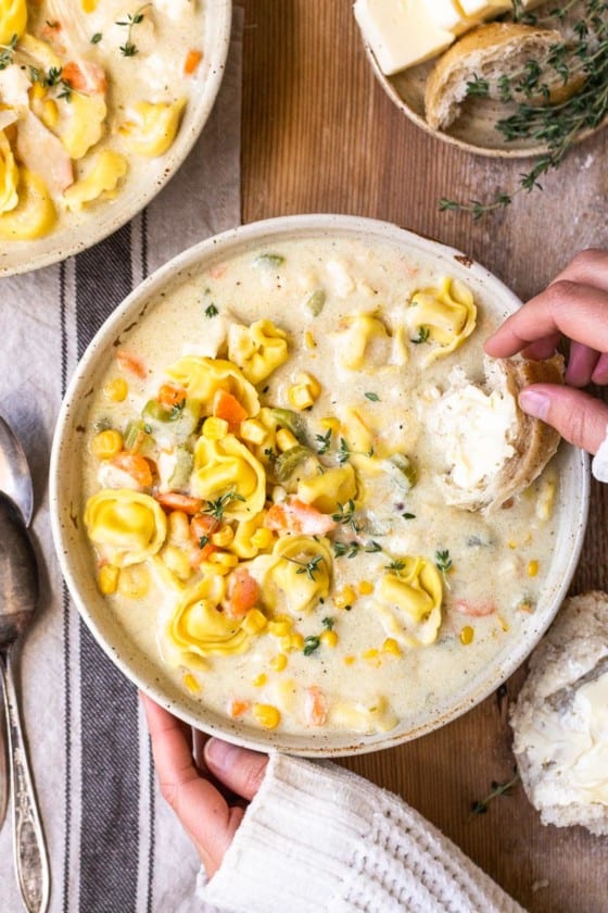 Creamy Chicken And Cheese Tortellini Soup Modern Farmhouse Eats