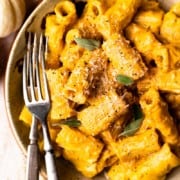 pumpkin pasta in a bowl