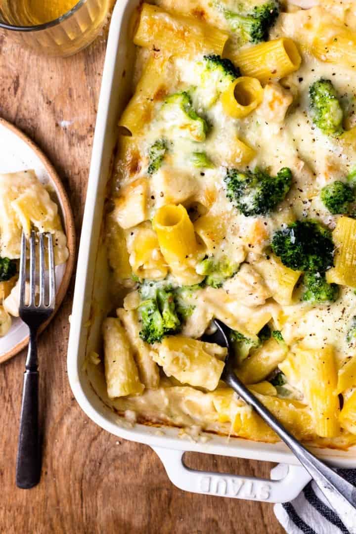 Creamy Chicken And Broccoli Pasta Bake - Modern Farmhouse Eats