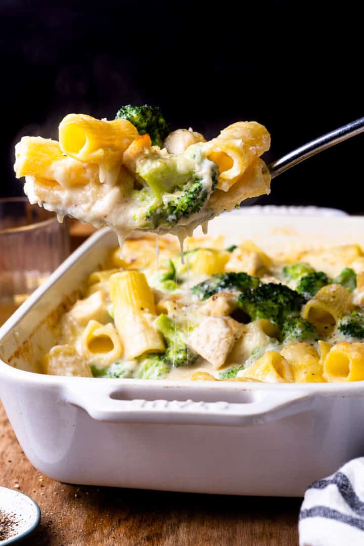 Creamy Chicken and Broccoli Pasta Bake - Modern Farmhouse Eats