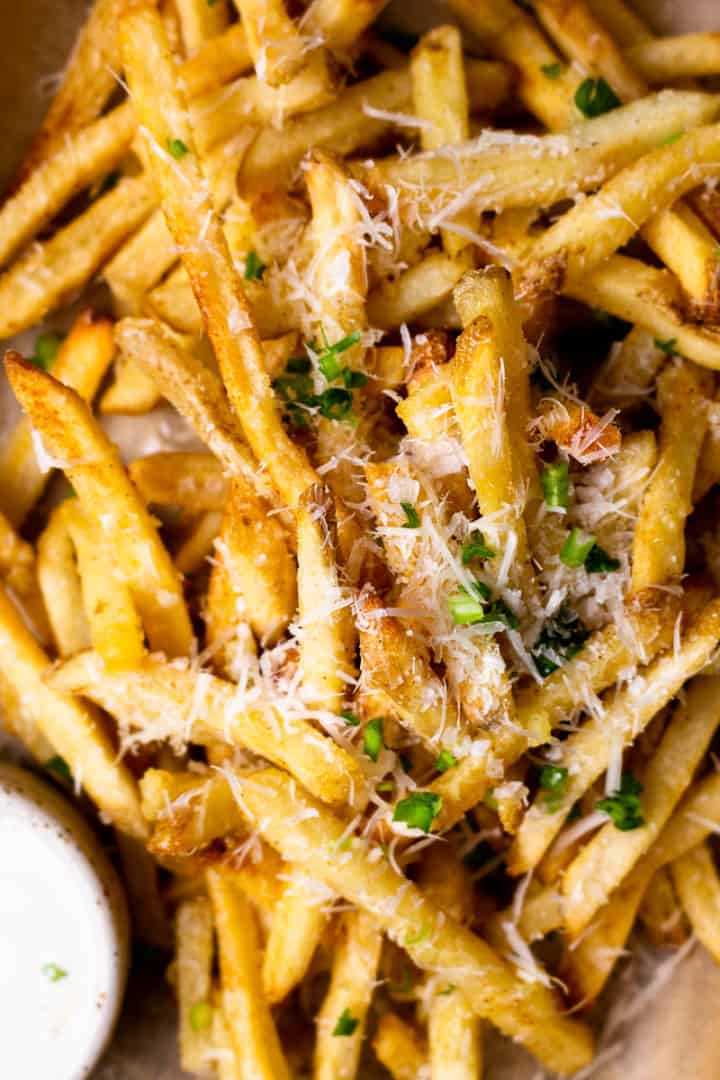 Garlic Parmesan Air Fryer Frozen French Fries - Modern Farmhouse Eats