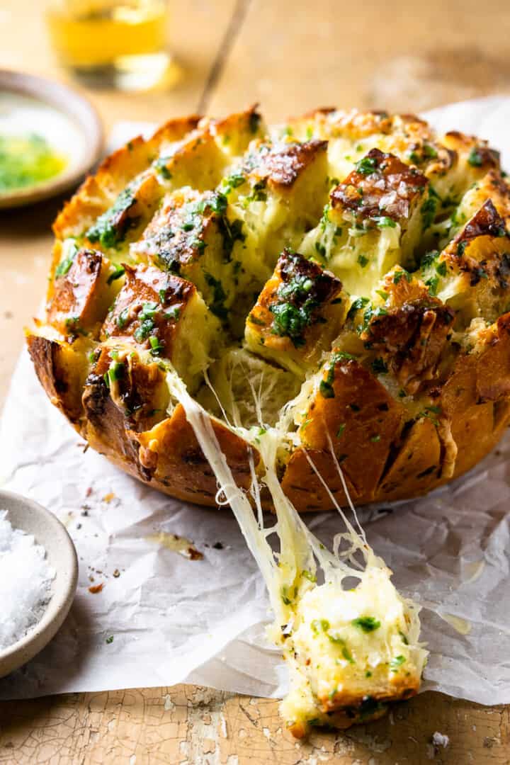 Cheesy Roasted Garlic Pull Apart Bread - Modern Farmhouse Eats