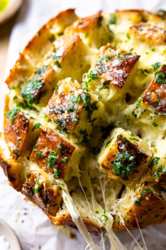 Cheesy Roasted Garlic Pull Apart Bread - Modern Farmhouse Eats