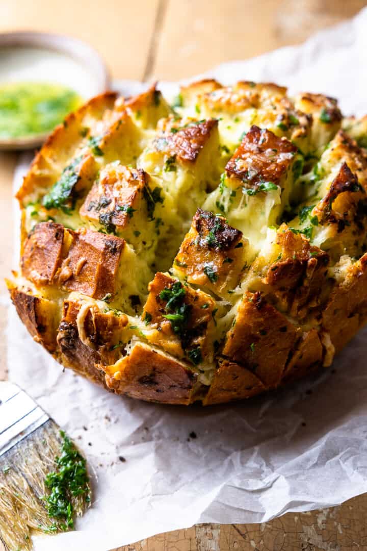 Cheesy Roasted Garlic Pull Apart Bread - Modern Farmhouse Eats