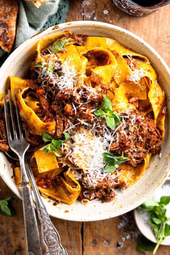 Shredded Venison Ragù (Slow Cooker Option) - Modern Farmhouse Eats