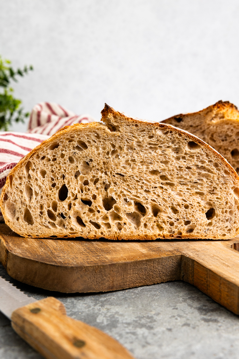 sourdough next to a bread knife