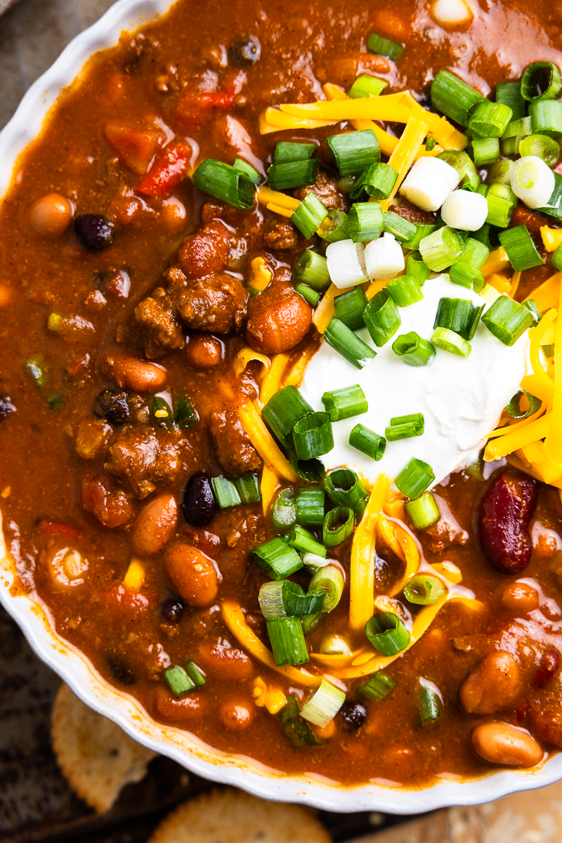 close up of pumpkin venison chili